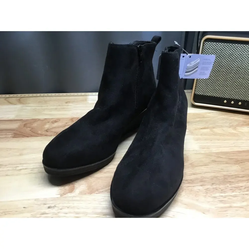 Aerosoles Brandi Women's 9.5 Black Wedge Heel Side Zip Round Toe Ankle Boots NWT